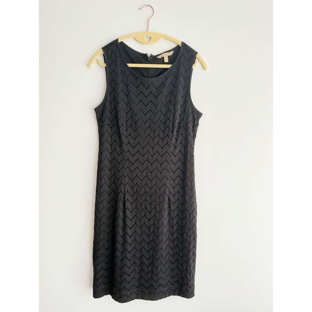 Banana Republic Black Chevron Lace Sleeveless Sheath Dress Whimsigoth Chic Sz 4